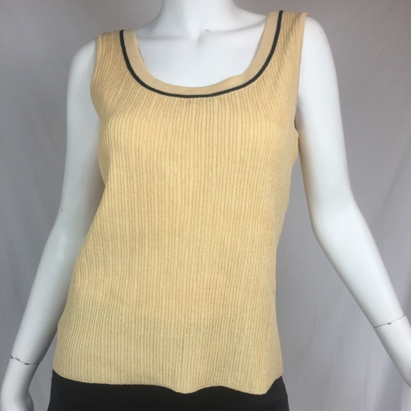 St. John M goldenrod textured ribbed shell tank - Picture 2 of 8